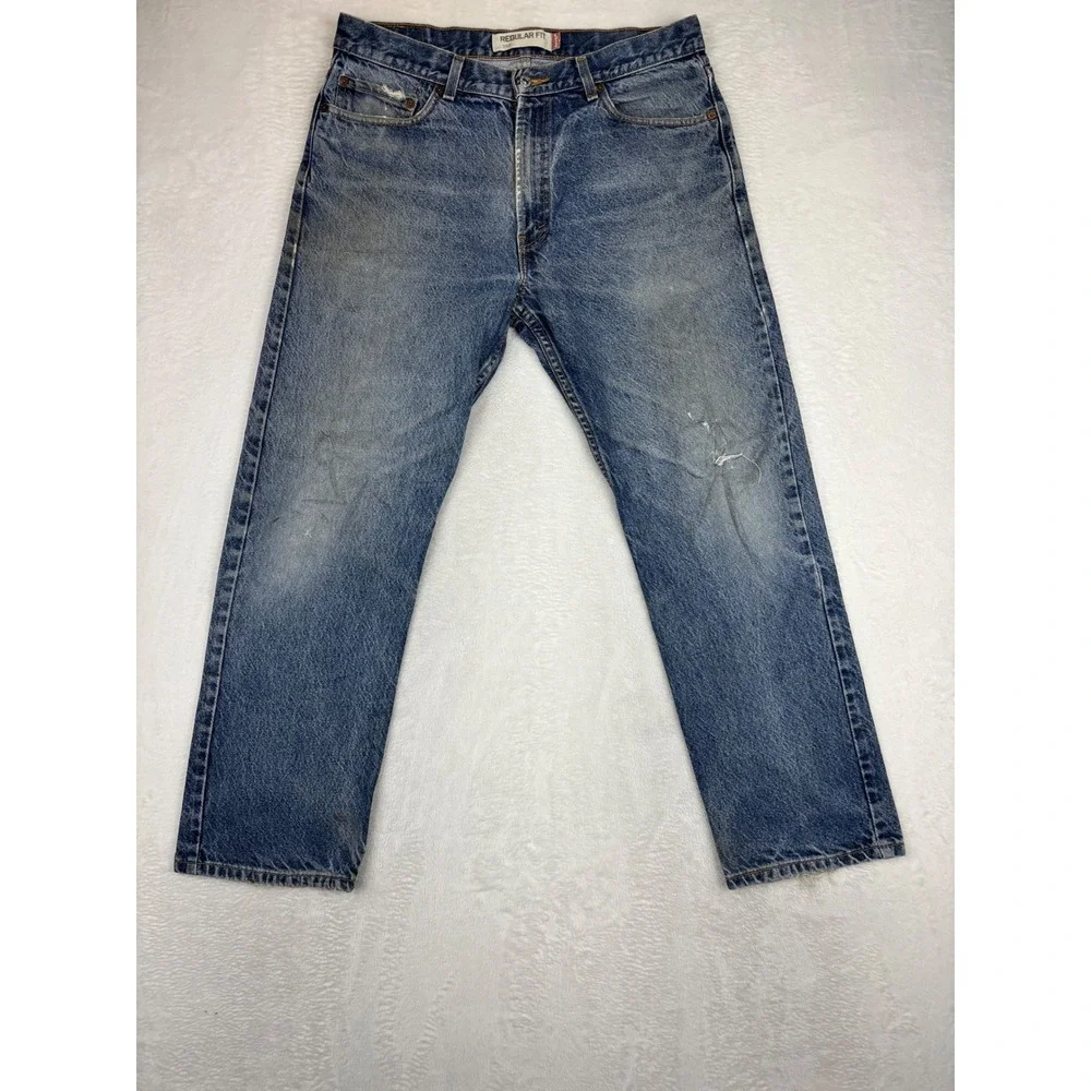Levi's 505 Men's 36x30 Vintage **Tag Verified w/pics** jeans Distress Blue Denim